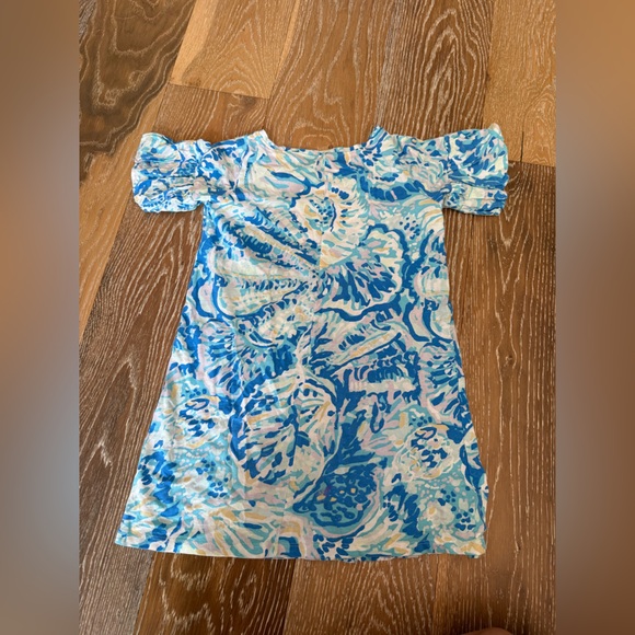 Lily Pulitzer girls Mini Lindell Dress in the Bennet Blue Shell Salty Seas print - Picture 4 of 5